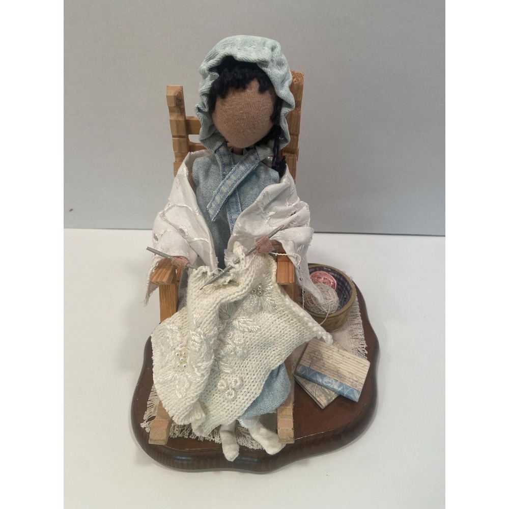 Hand Made Folk Art Grandma Knitting Decorative Piece
